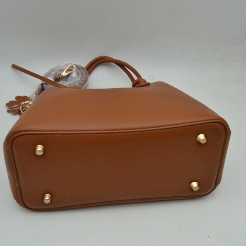 Top Handle Satchel Bag with Floral Charm and Shoulder Strap