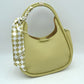 Pebble Textured Slouchy Hobo Shoulder Bag with Checkerboard Scarf Accent