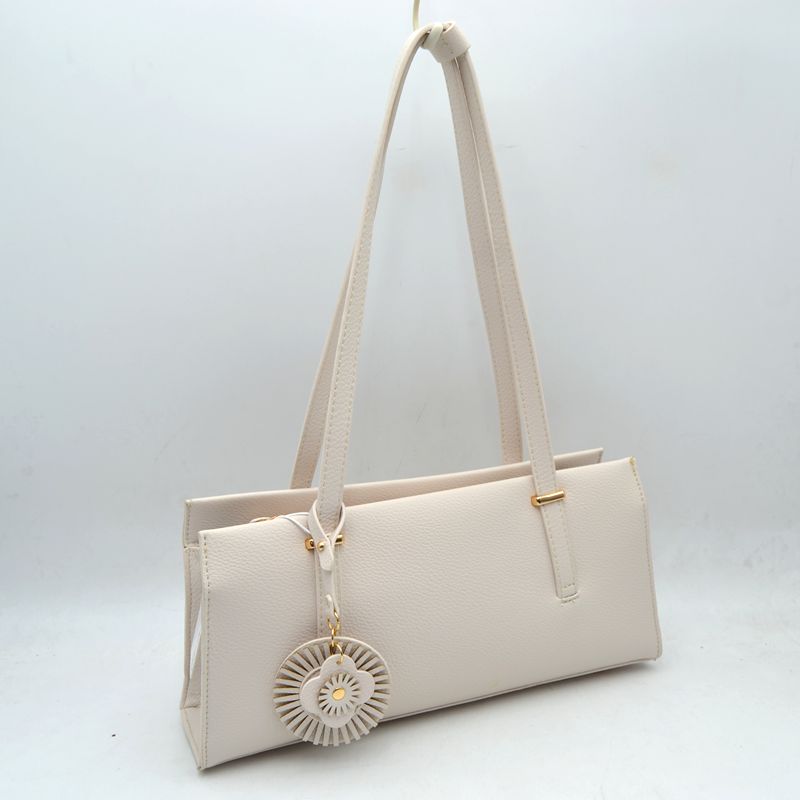 Elegant Shoulder Tote Bag with Decorative Charm