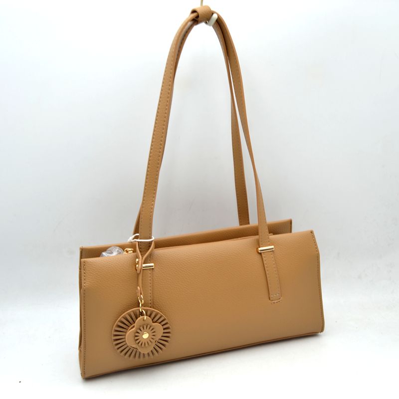 Elegant Shoulder Tote Bag with Decorative Charm