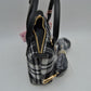 Plaid Fabric Mini Satchel Bag with Snap Flap and Shoulder Strap