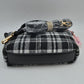 Plaid Fabric Mini Satchel Bag with Snap Flap and Shoulder Strap
