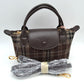 Plaid Fabric Mini Satchel Bag with Snap Flap and Shoulder Strap