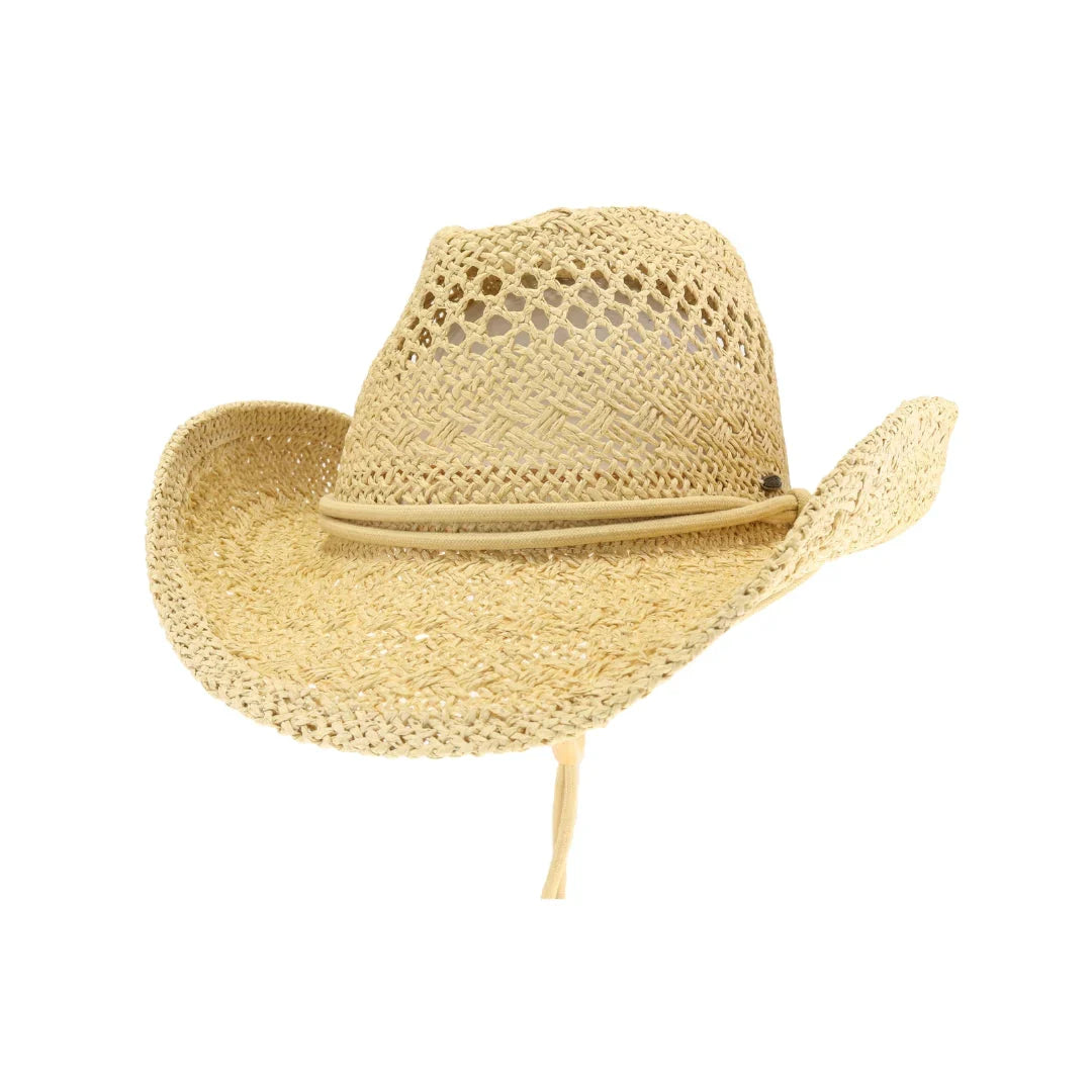 C.C Women's Solid Cowboy Hat with Chin Strap