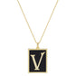 Gold Dipped Enamel Rectangle Monogram Pendant Necklace