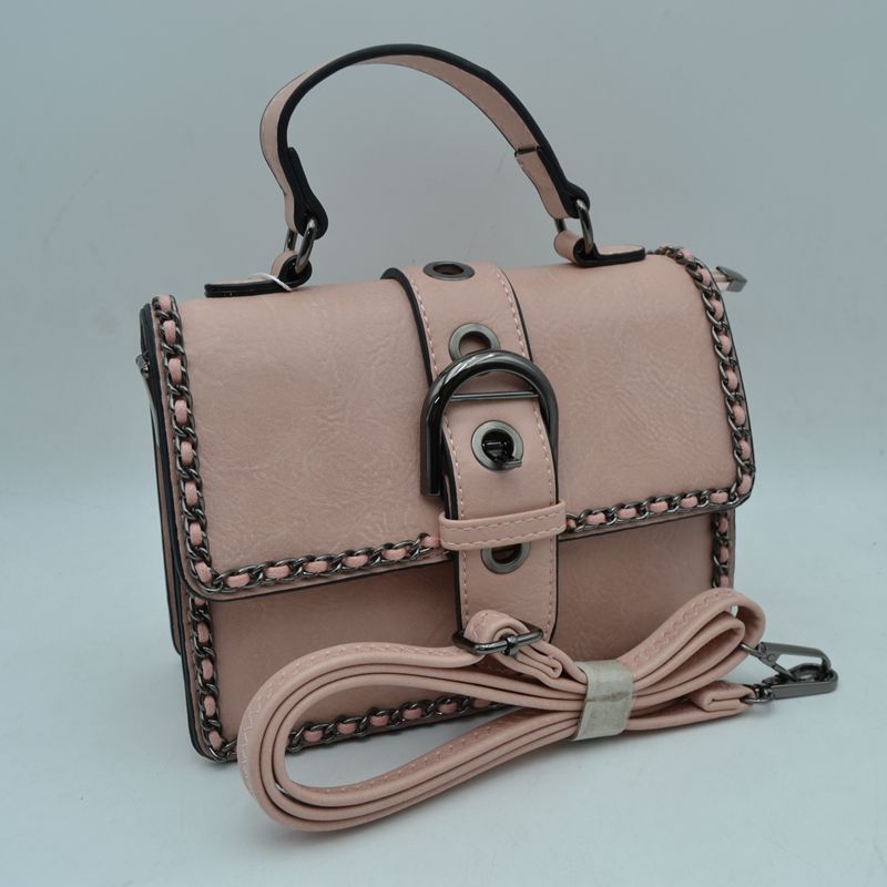 Vintage Crossbody Satchel Bag with Chain Trim