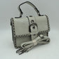 Vintage Crossbody Satchel Bag with Chain Trim
