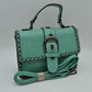 Vintage Crossbody Satchel Bag with Chain Trim