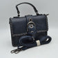 Vintage Crossbody Satchel Bag with Chain Trim