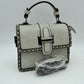 Women's Structured Top-Handle Crossbody Bag with Woven Chain Trim
