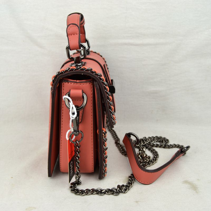 Women's Structured Top-Handle Crossbody Bag with Woven Chain Trim