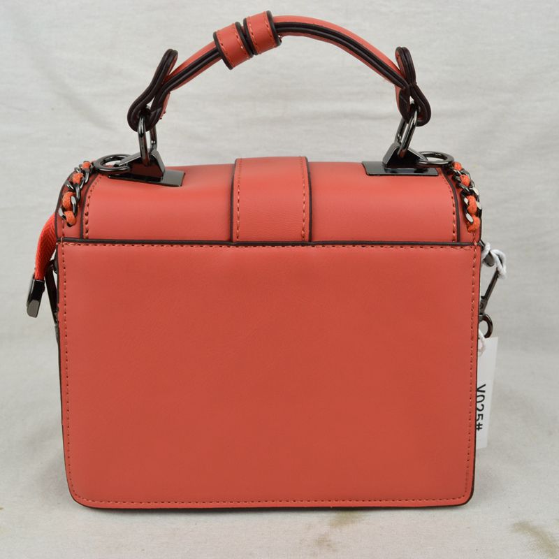 Women's Structured Top-Handle Crossbody Bag with Woven Chain Trim