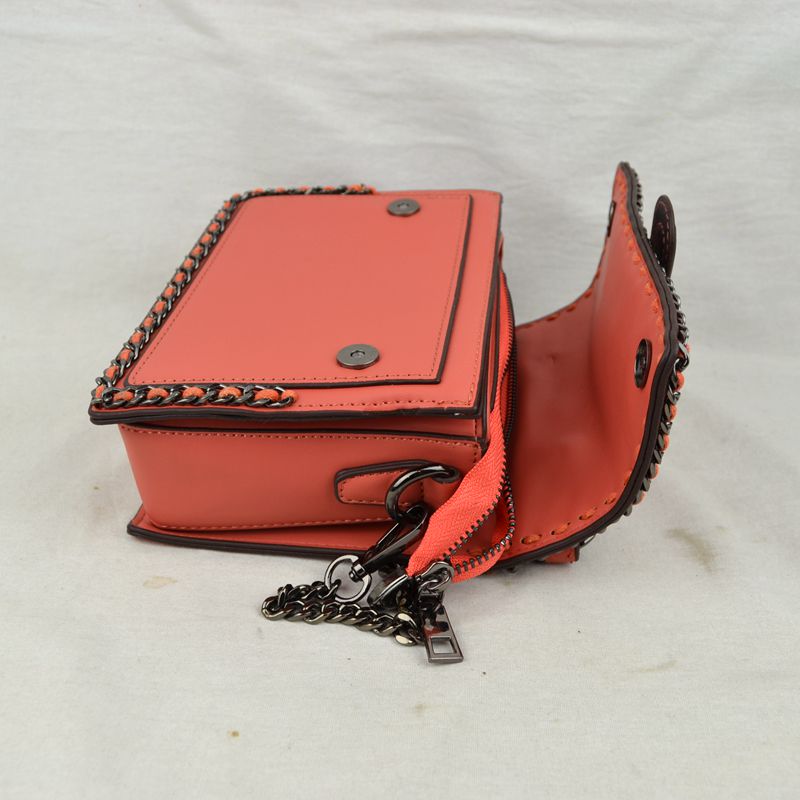 Women's Structured Top-Handle Crossbody Bag with Woven Chain Trim