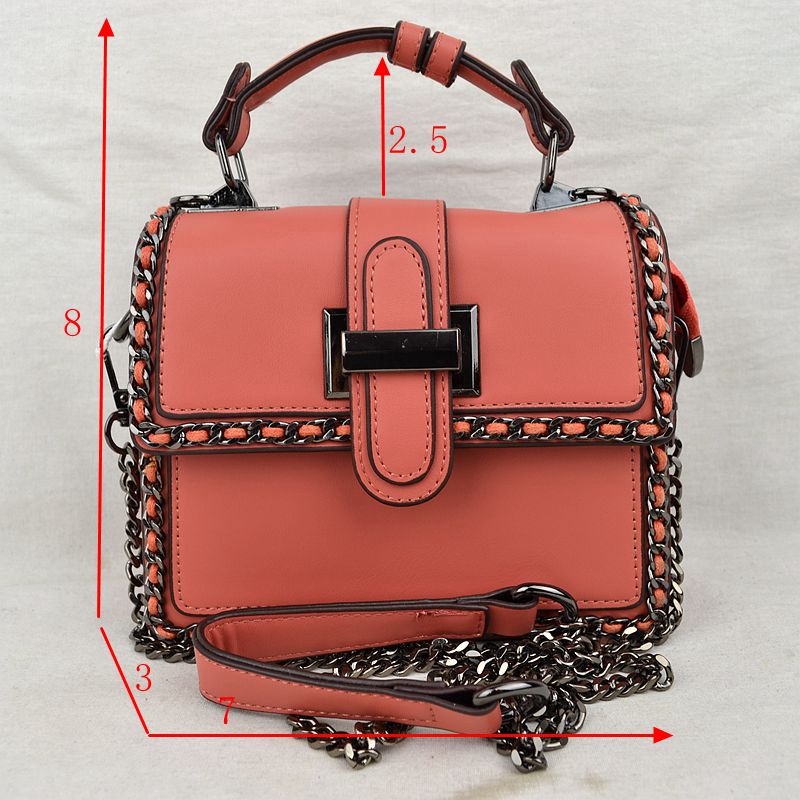 Women's Structured Top-Handle Crossbody Bag with Woven Chain Trim