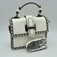 Women's Structured Top-Handle Crossbody Bag with Woven Chain Trim