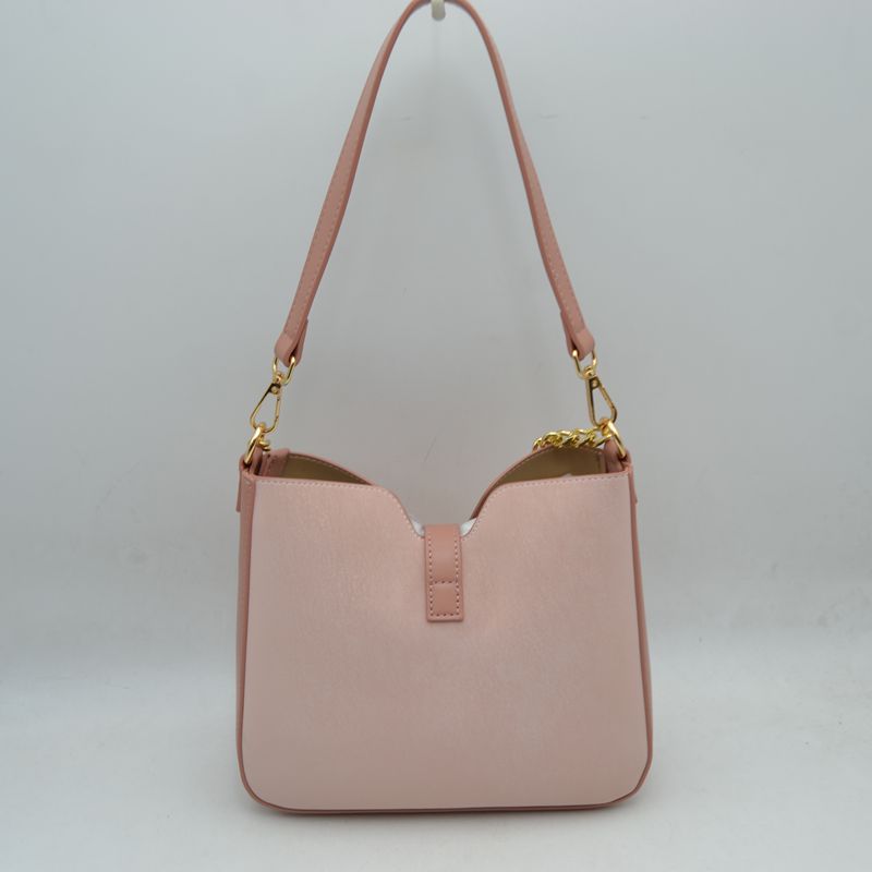 Chain Accent Shoulder Bag with Center Snap Closure
