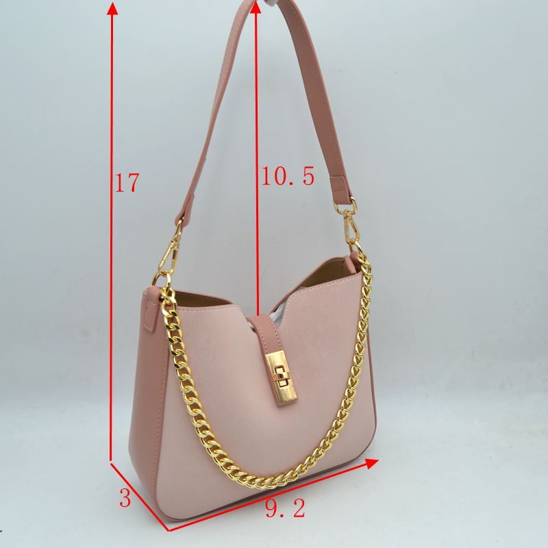 Chain Accent Shoulder Bag with Center Snap Closure