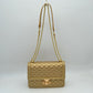 Quilted Flap Shoulder Bag with Woven Chain Strap