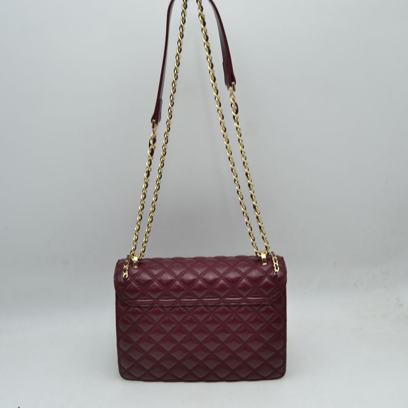 Quilted Flap Shoulder Bag with Woven Chain Strap