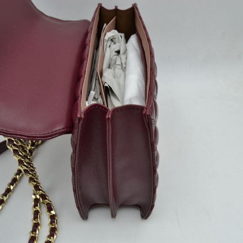 Quilted Flap Shoulder Bag with Woven Chain Strap