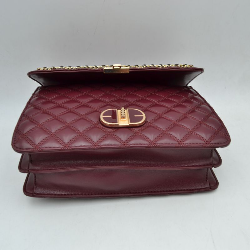 Quilted Flap Shoulder Bag with Woven Chain Strap