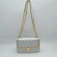Quilted Flap Shoulder Bag with Woven Chain Strap
