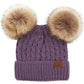 C.C Women's Double Pom All Over Cable Knit Beanie
