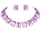 Emerald Cut Stone Link Evening Necklace Earring Set