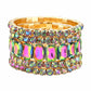 Women's 5Pcs Rectangle Round Stone Stretch Multi Layered Bracelets