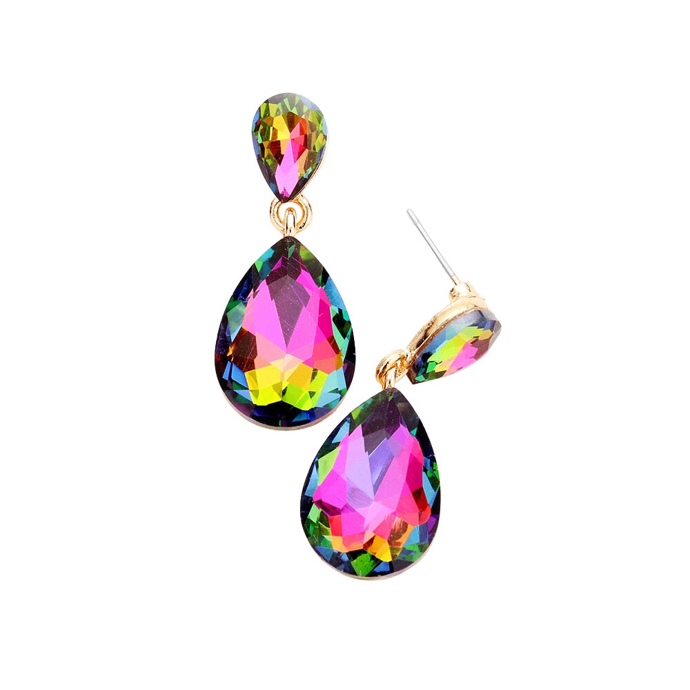 Women's Glass Crystal Teardrop Dangle Earrings