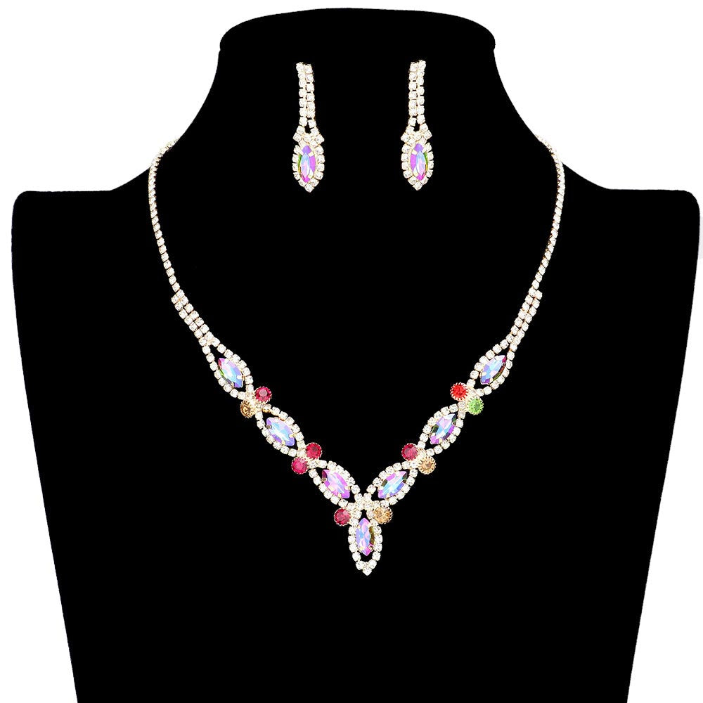 Marquise Stone Accented Rhinestone Necklace