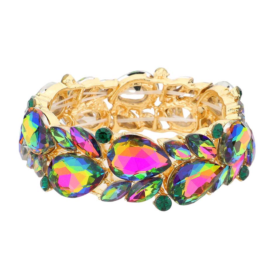 Teardrop Cluster Marquise Stone Stretch Evening Bracelet