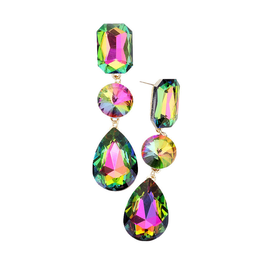 Triple Crystal Rhinestone Evening Earrings