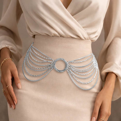 Ring Centered Multi Layered Waist Chain Belt