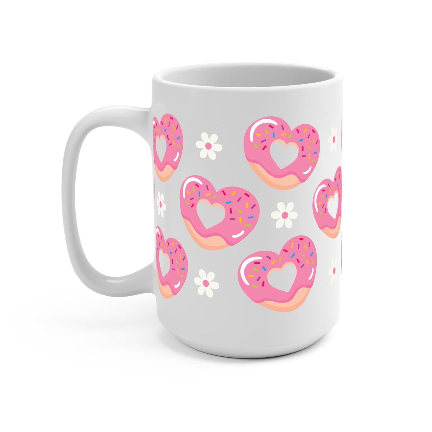 Valentine's Day Pink Donut Heart Glass Cups