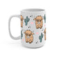 Fluffy Highland Cow With Cacti Glass Cups