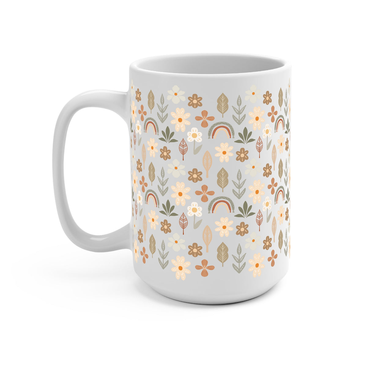 Neutral Wildflowers Glass Cups