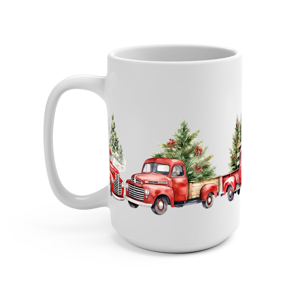 Red Christmas Trucks Glass Cups