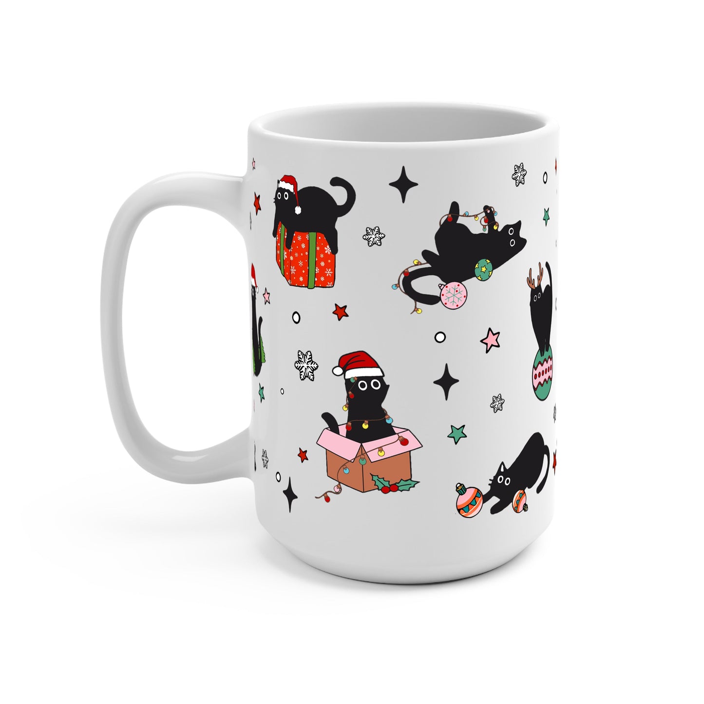 Christmas Cats Glass Cups