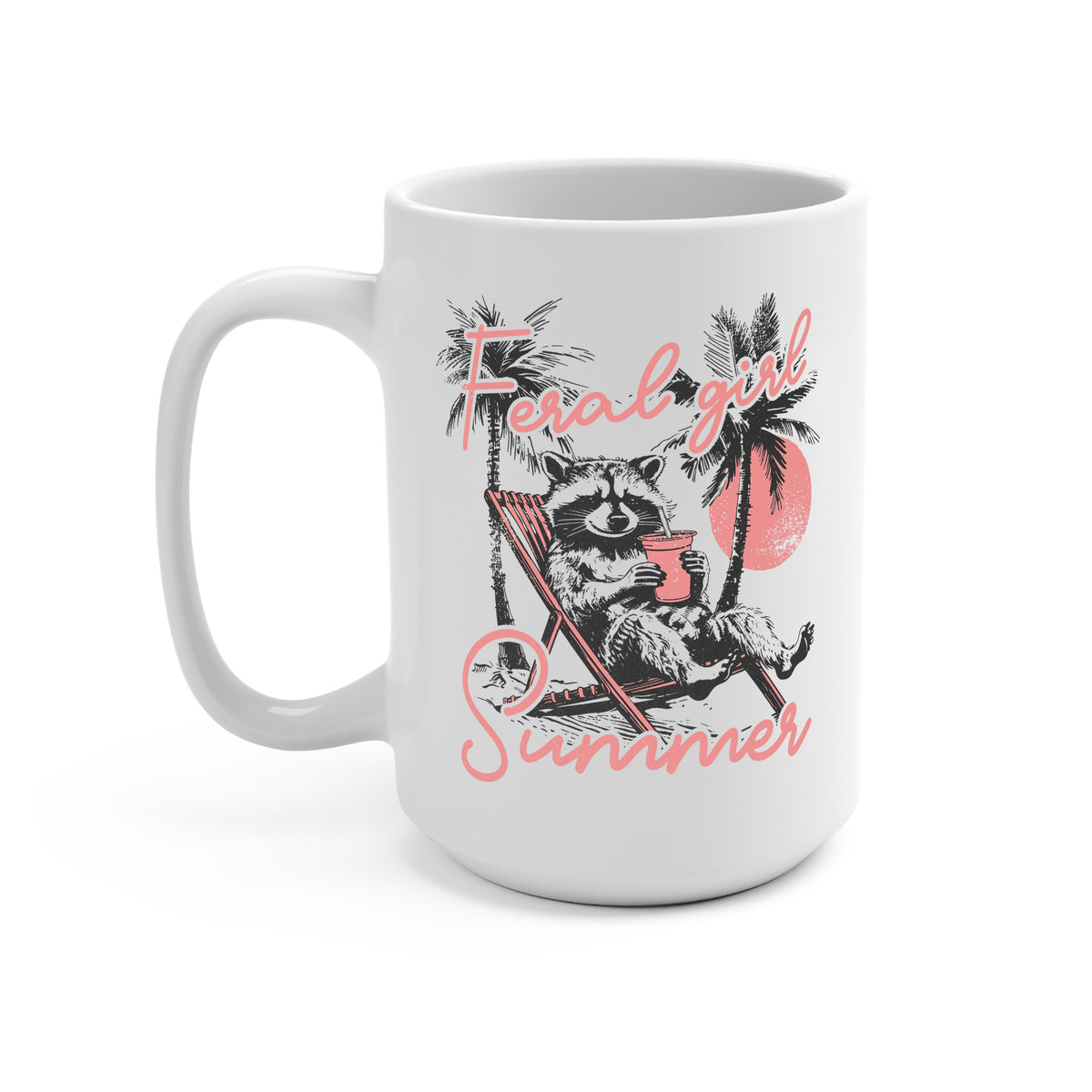 Feral Girl Summer Raccoon Glass Cups