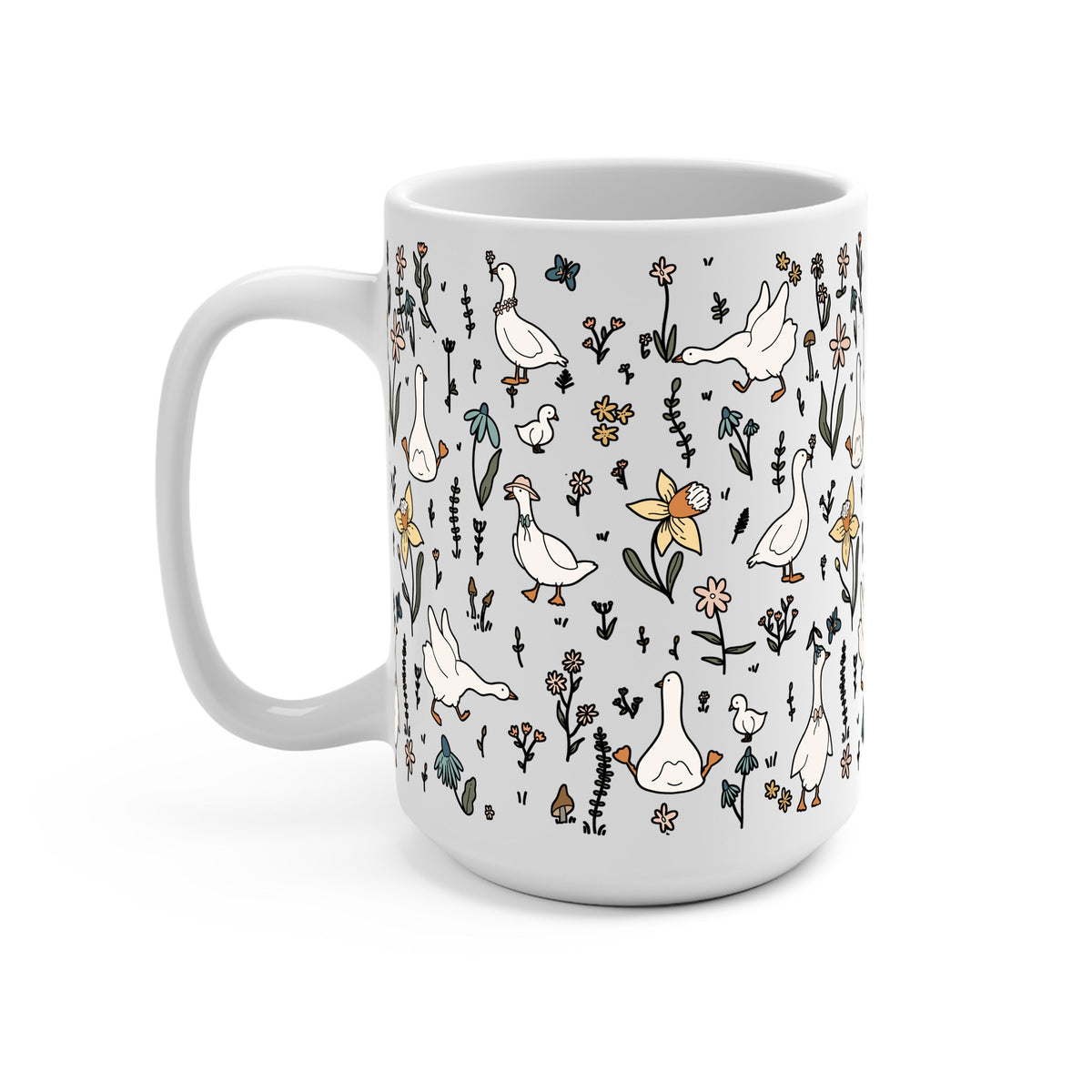 Vasos de cristal gansos del jardín de primavera