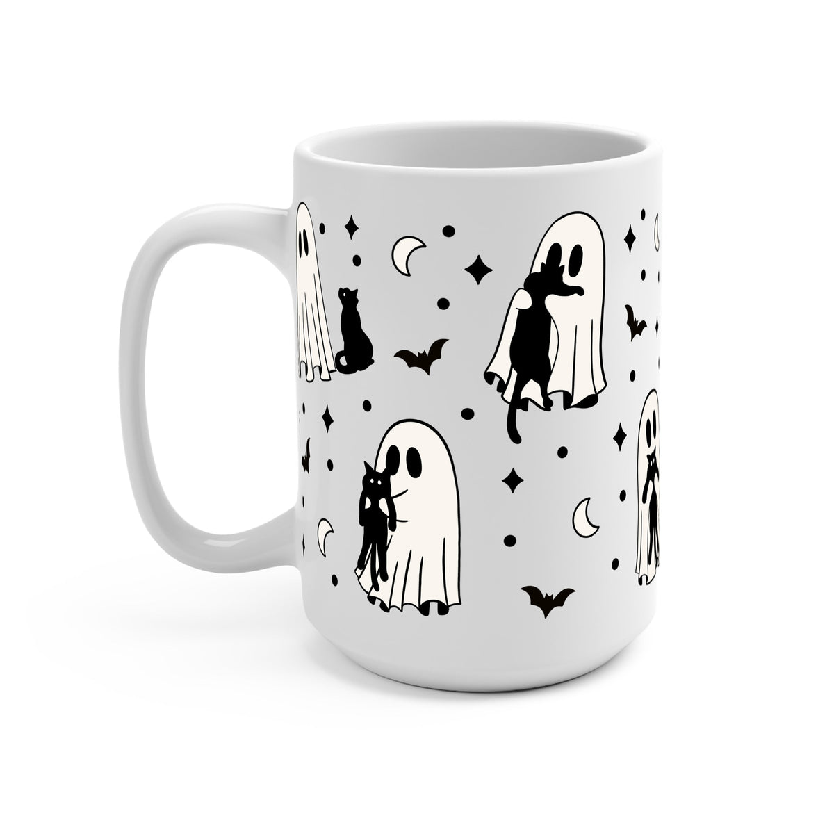 Ghost Holding Cats Glass Cups