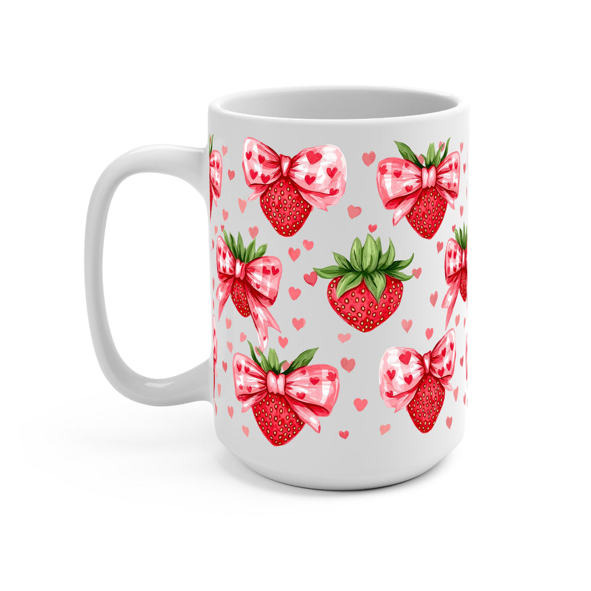 Valentine's Day Strawberry Bows Glass Cups