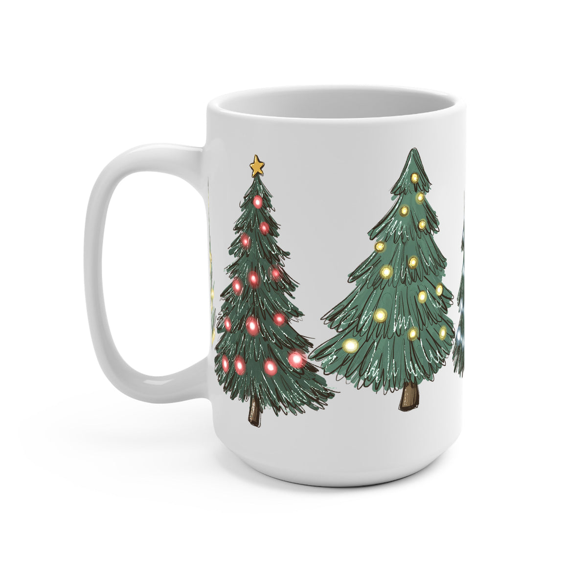 Green Christmas Trees Glass Cups