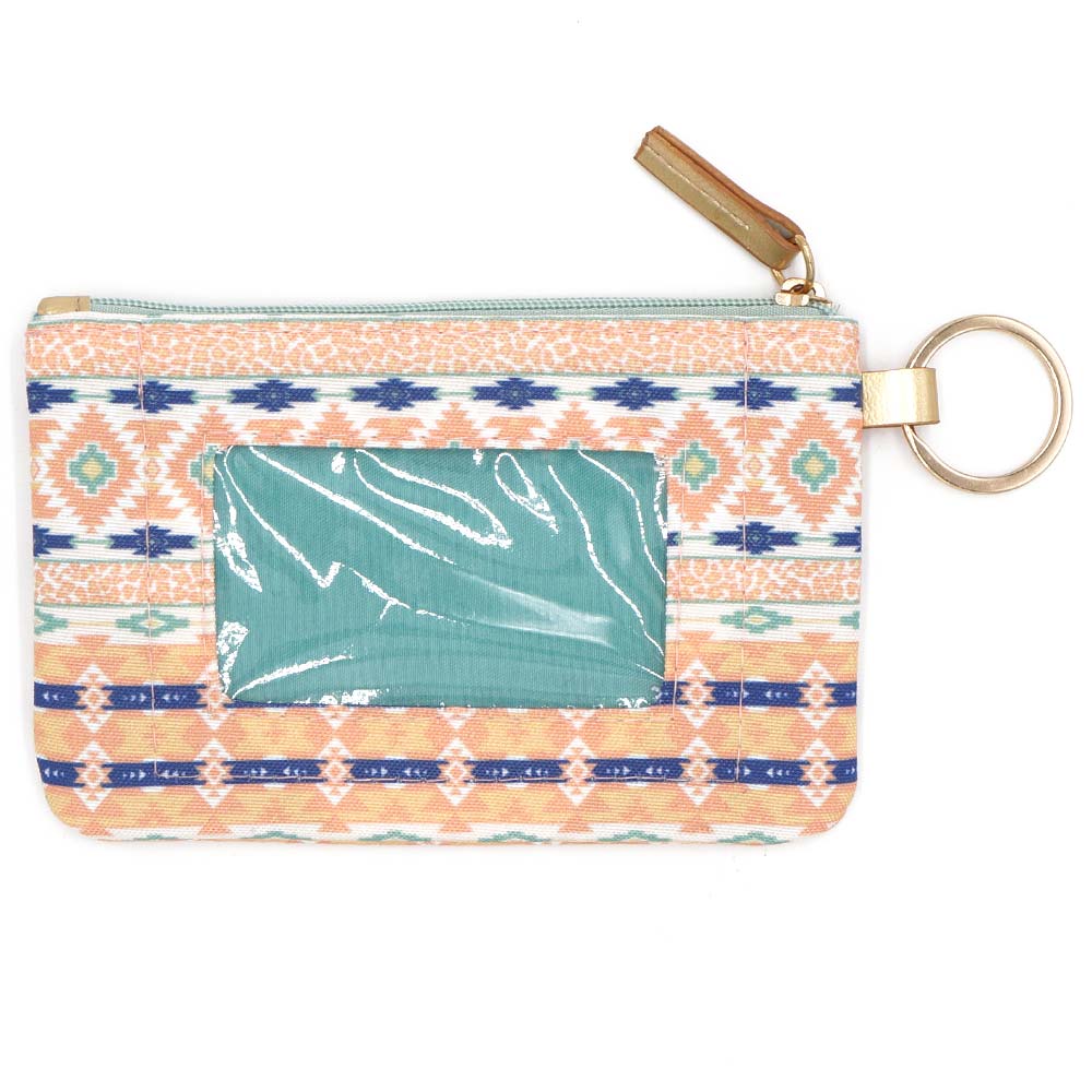 Boho Aztec Patterned ID Wallet Detachable Lanyard