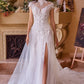 Vestido de novia Andrea & Leo WL035 de encaje y tul de manga corta