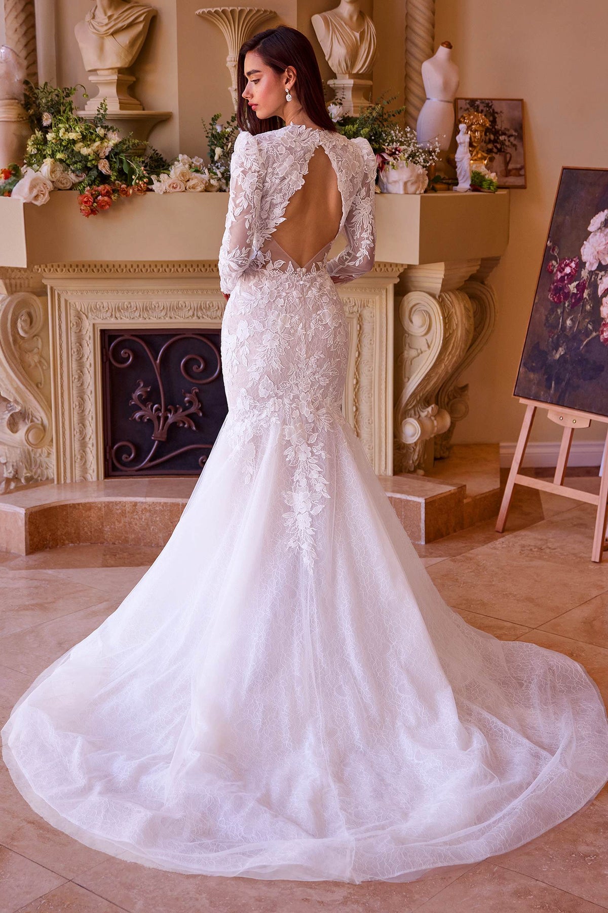 Vestido de novia de manga larga de encaje corte sirena Andrea & Leo WL036
