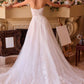 Andrea & Leo Vestido WL052 de Novia Estilo Princesa con Escote Profundo Corazón y Sin Tirantes
