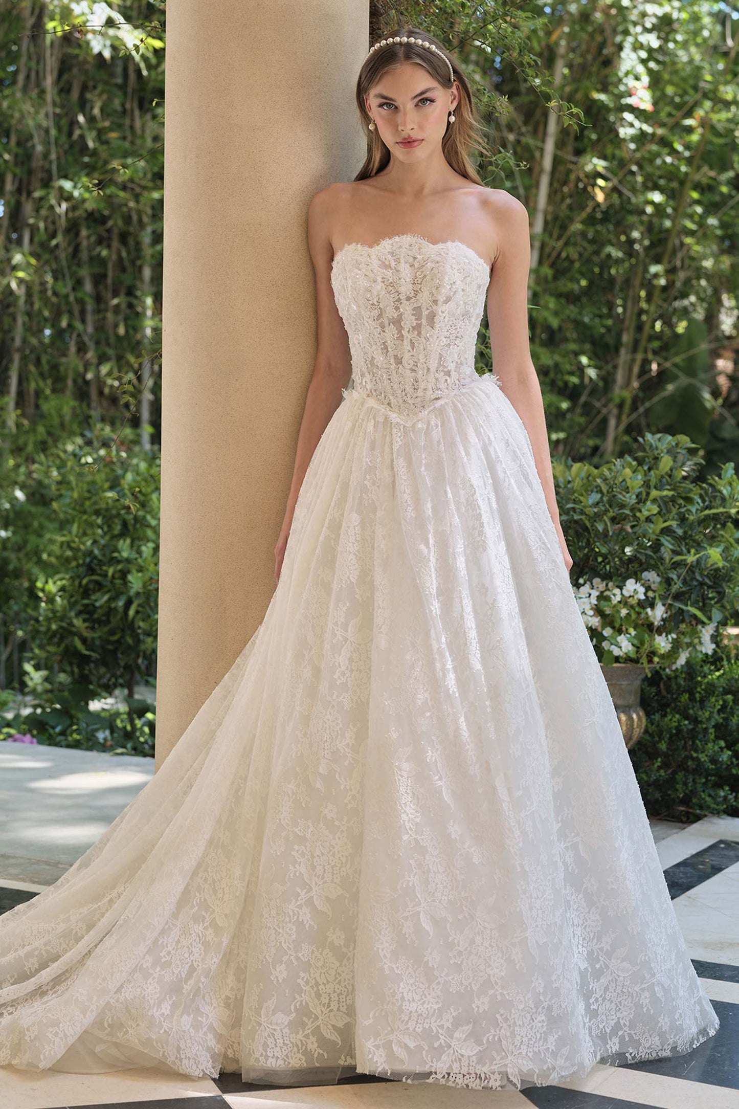 Andrea & Leo WL061 Atemporal Vestido de Novia Acampanado sin Tirantes