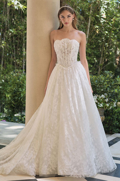 Andrea & Leo WL061 Atemporal Vestido de Novia Acampanado sin Tirantes